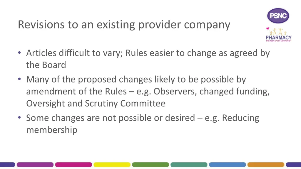 revisions to an existing provider company