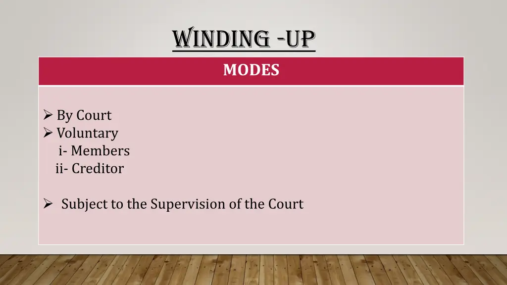 winding up modes