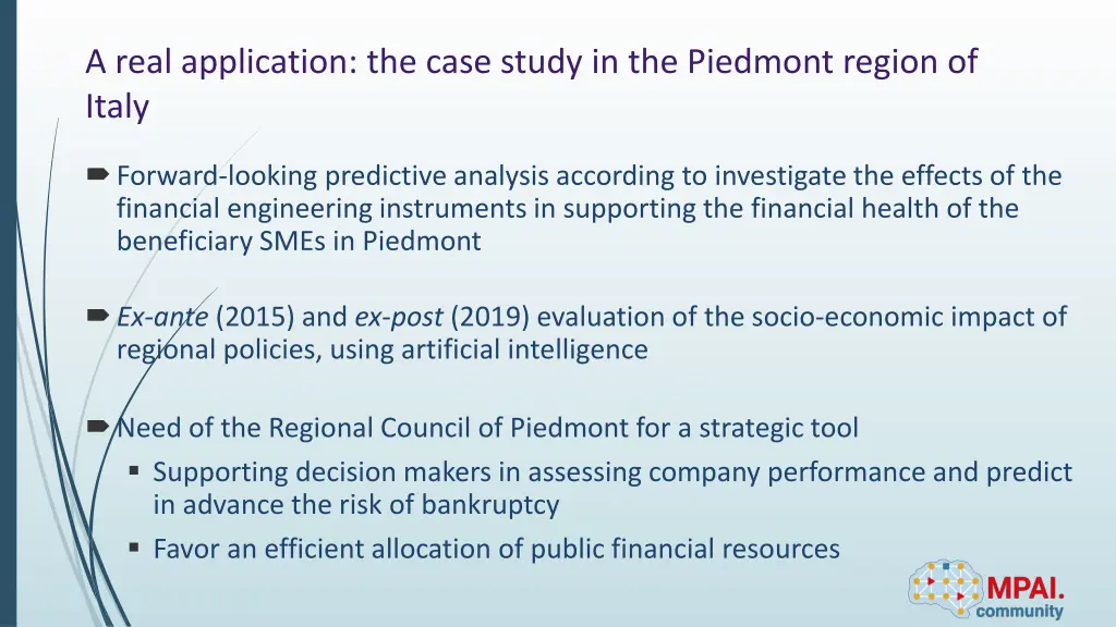 a real application the case study in the piedmont 1