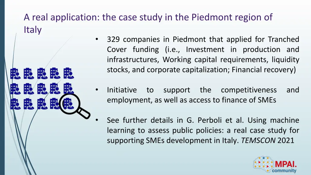 a real application the case study in the piedmont