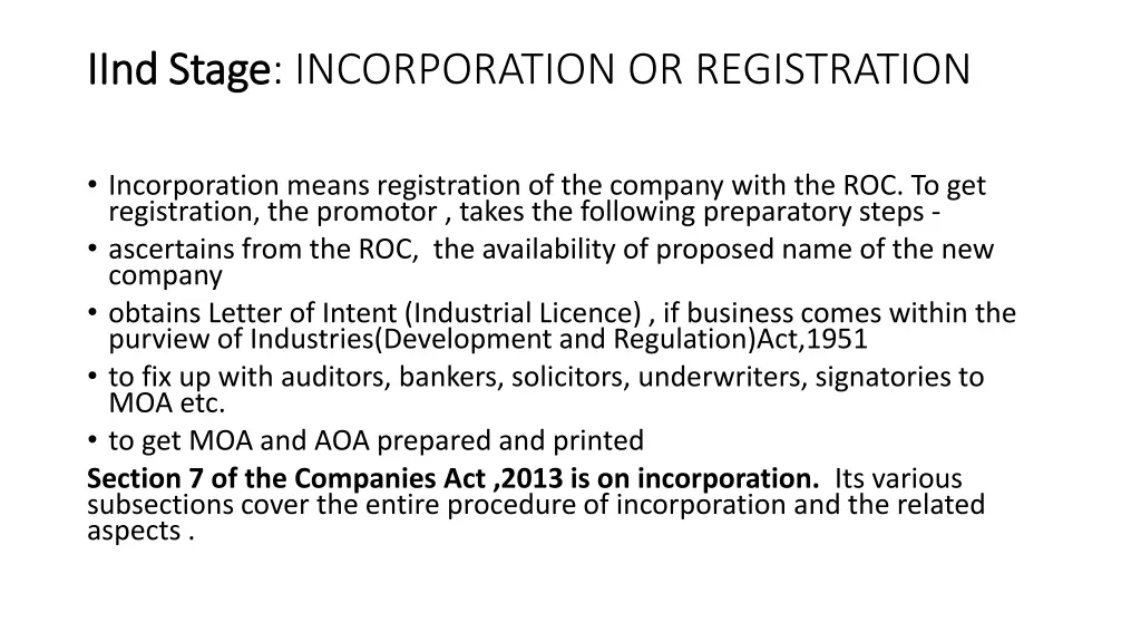 iind iind stage stage incorporation