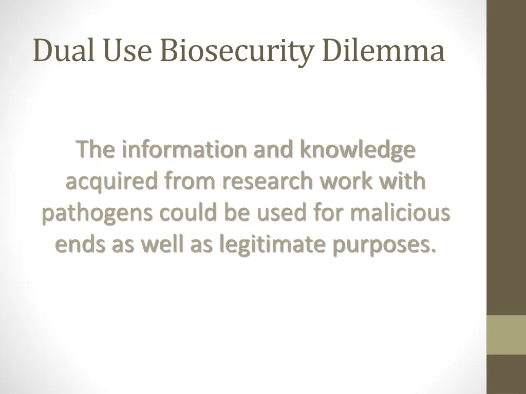 dual use biosecurity dilemma