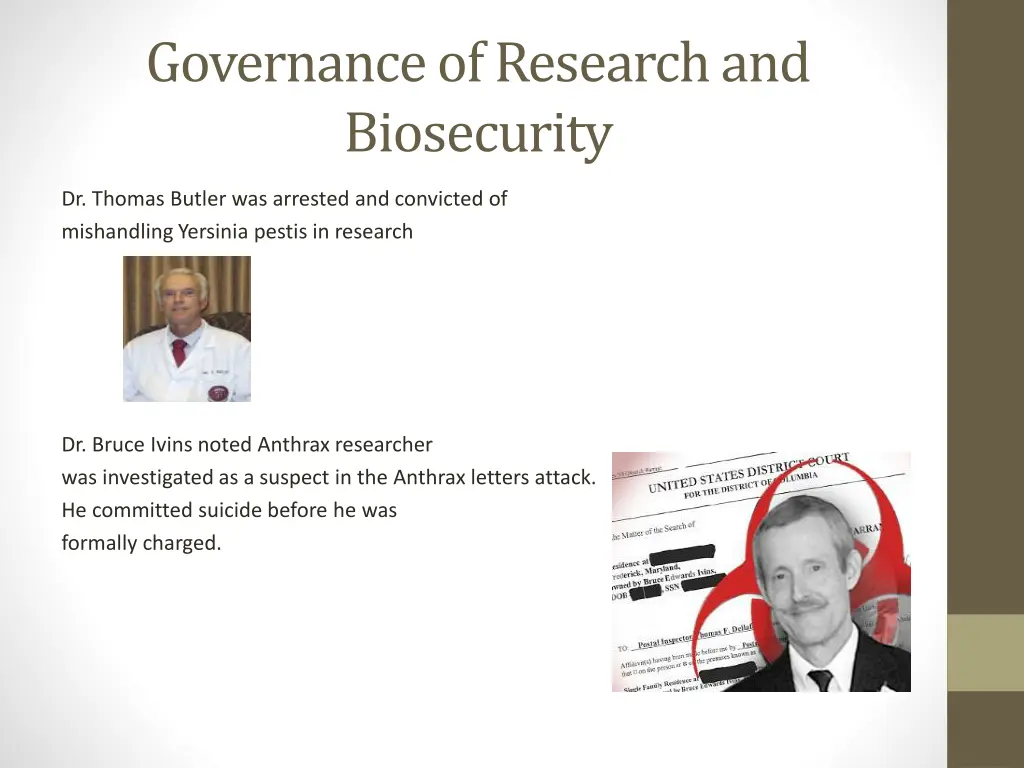 governance of research and biosecurity