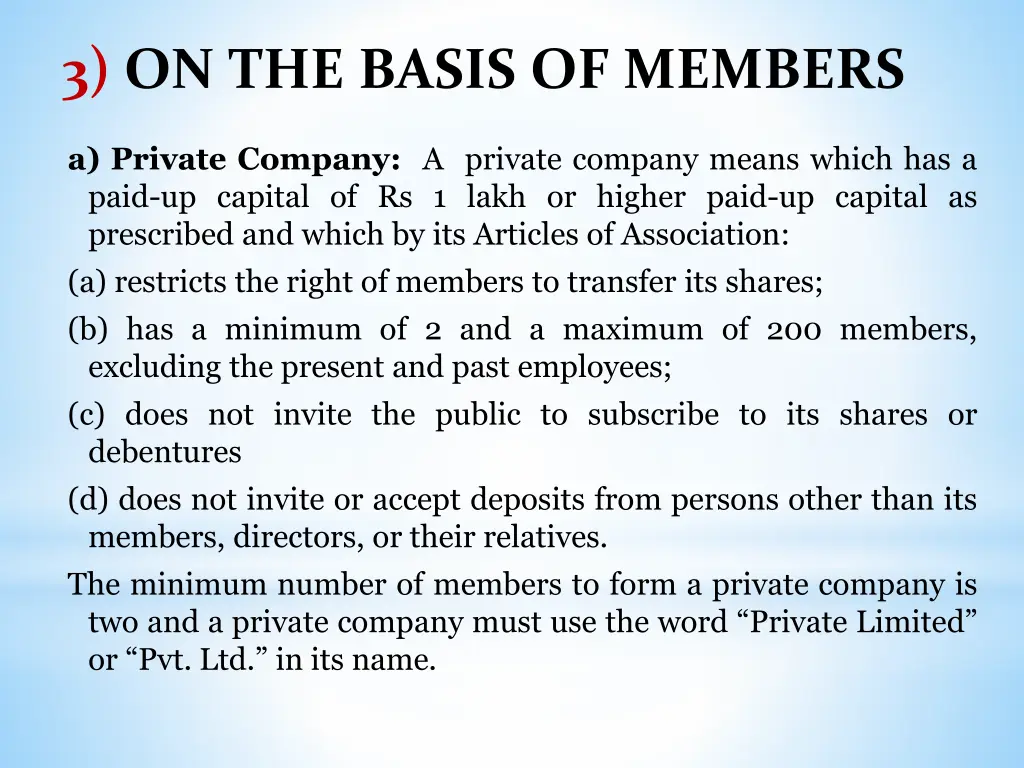 3 on the basis of members