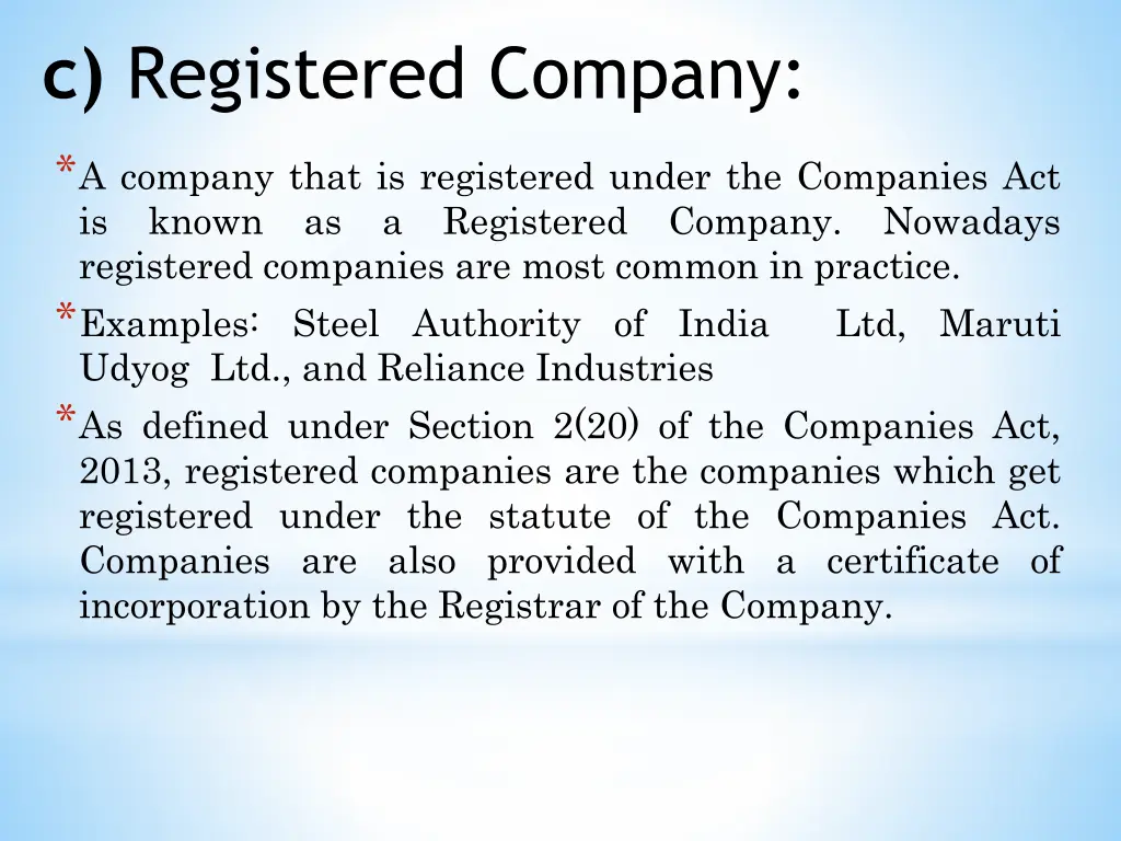 c registered company