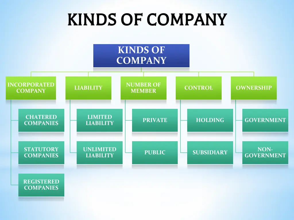 kinds of company kinds of company