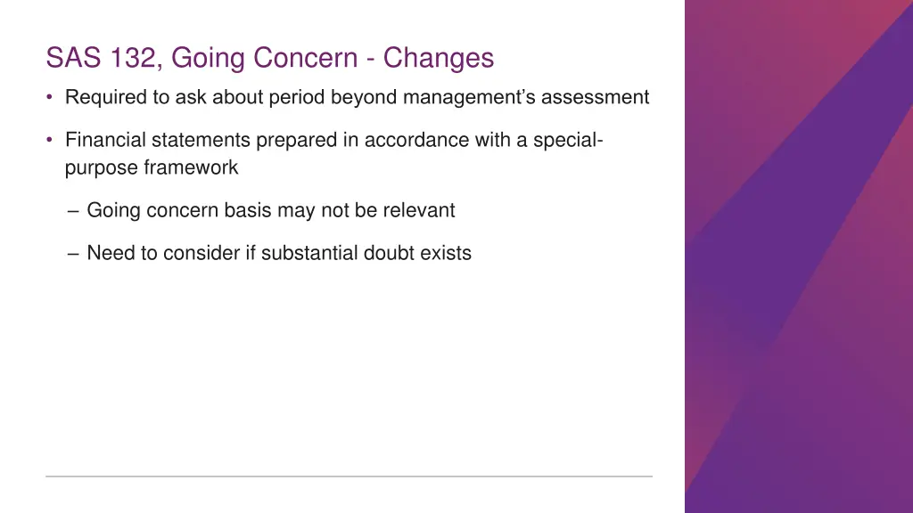 sas 132 going concern changes