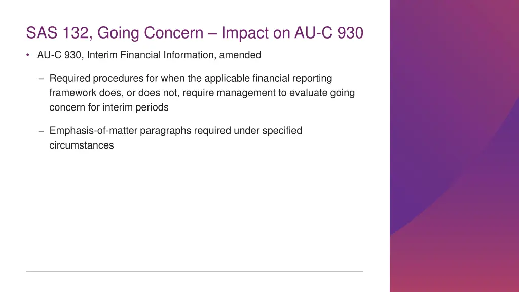 sas 132 going concern impact on au c 930