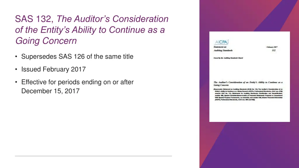 sas 132 the auditor s consideration of the entity