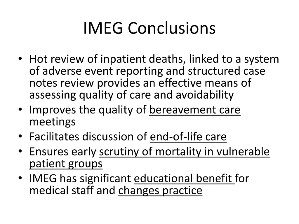 imeg conclusions