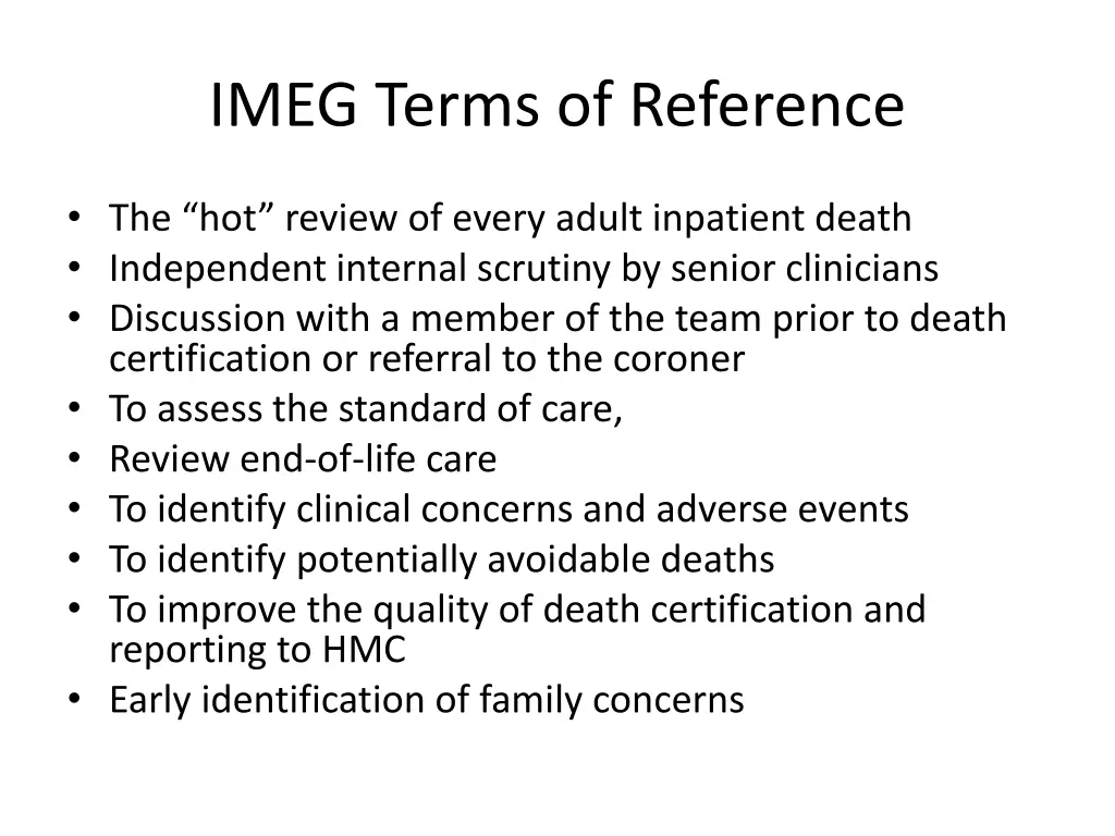 imeg terms of reference