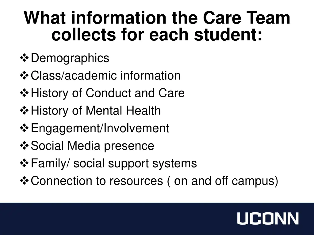 what information the care team collects for each