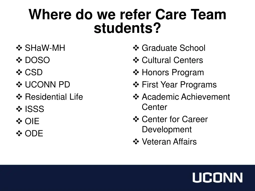 where do we refer care team students