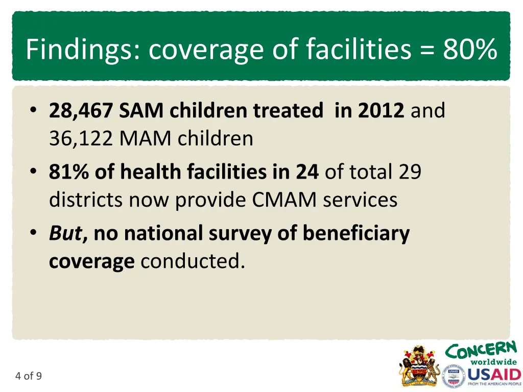 findings coverage of facilities 80