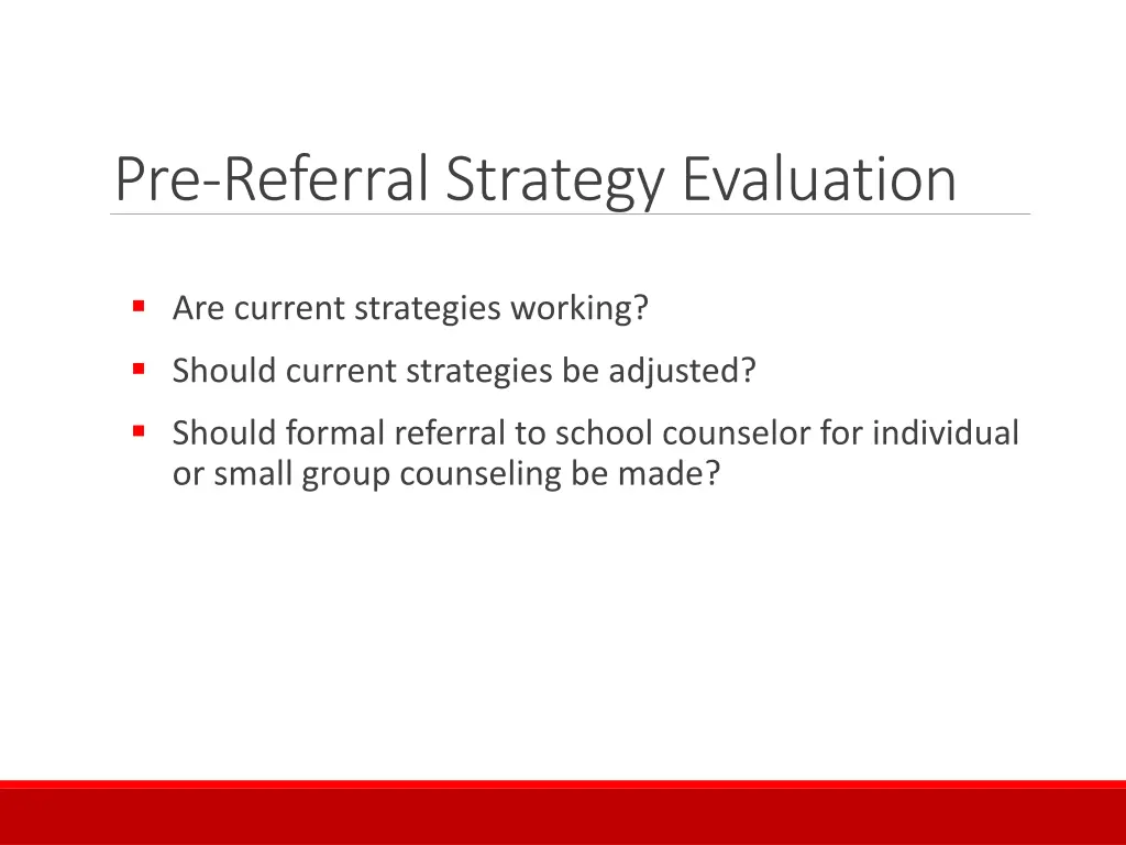 pre referral strategy evaluation