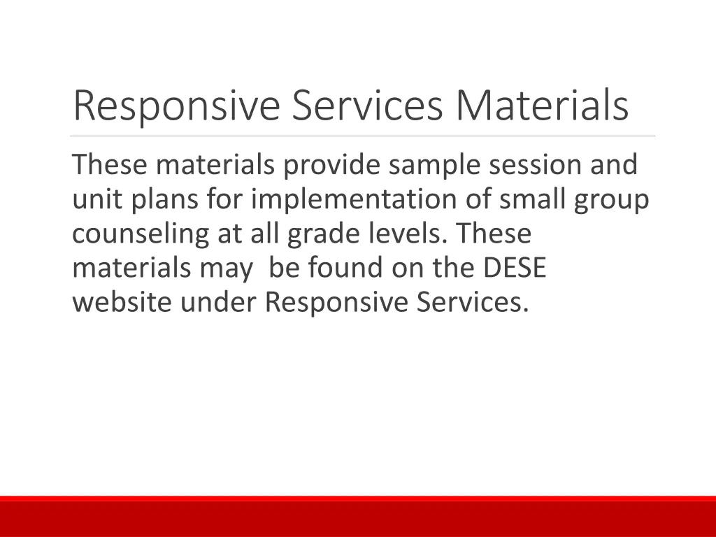 responsive services materials