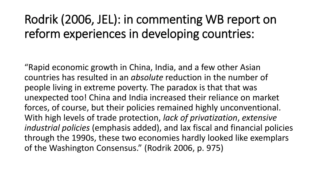 rodrik 2006 jel in commenting wb report on rodrik