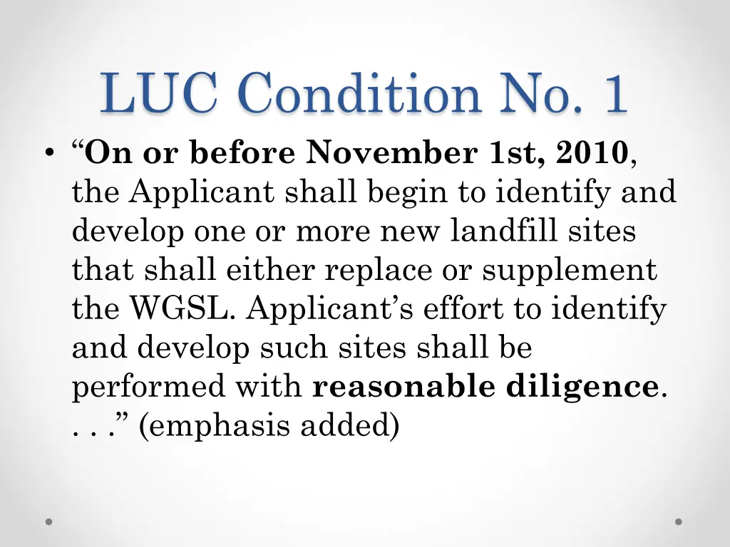 luc condition no 1 on or before november 1st 2010