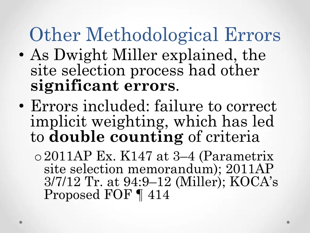 other methodological errors as dwight miller