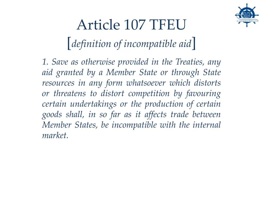 article 107 tfeu definition of incompatible aid