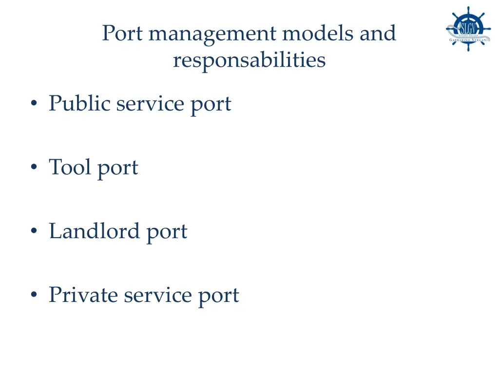 port management models and responsabilities