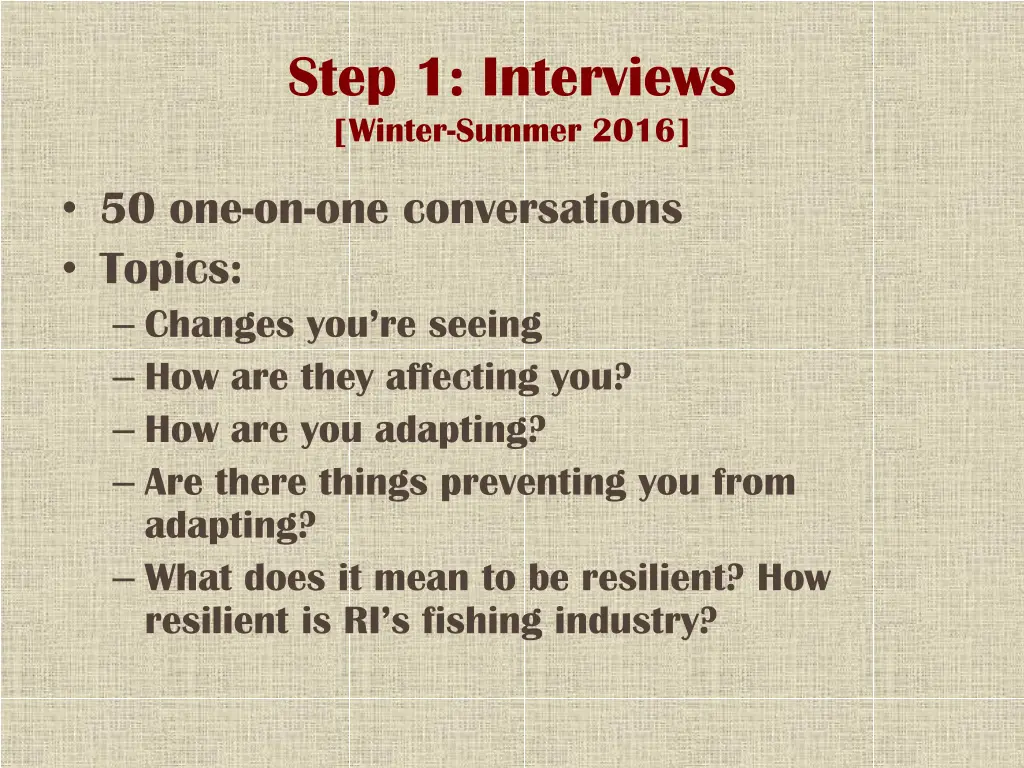 step 1 interviews winter summer 2016