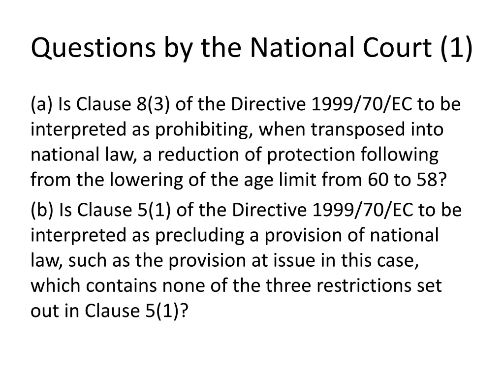 questions by the national court 1