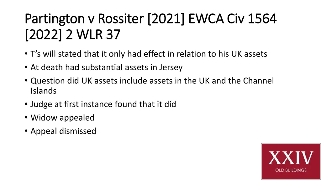 partington v rossiter partington v rossiter 2021