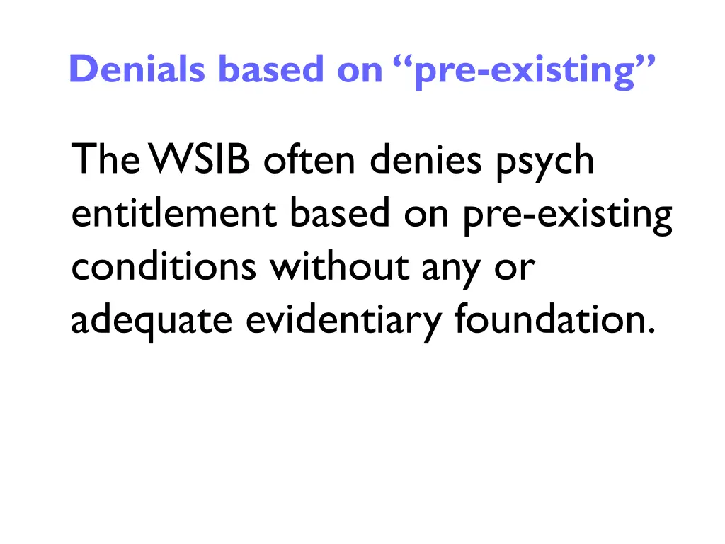 denials based on pre existing