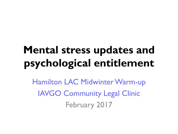 mental stress updates and psychological