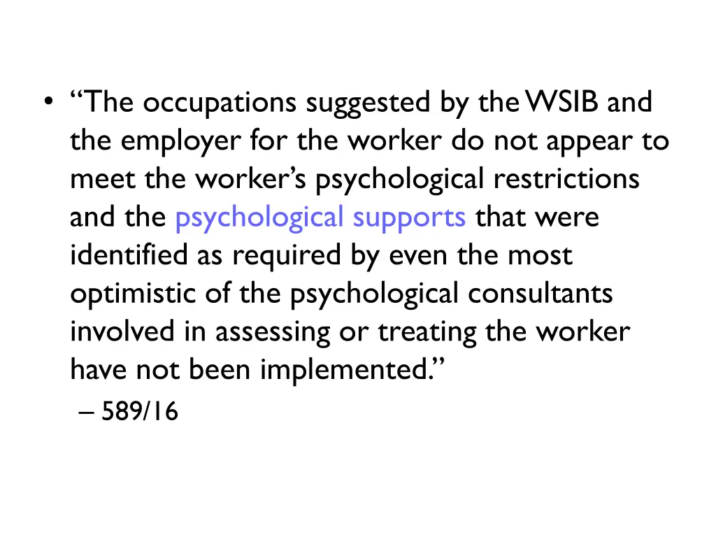 the occupations suggested by the wsib