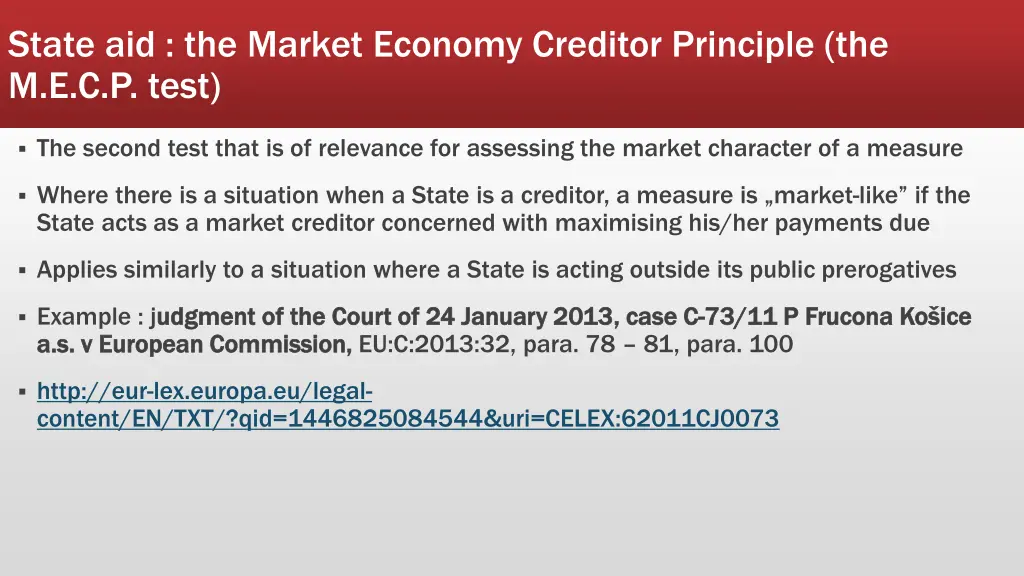 state aid the market economy creditor principle