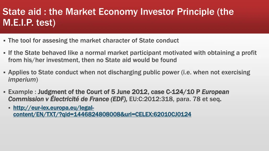 state aid the market economy investor principle