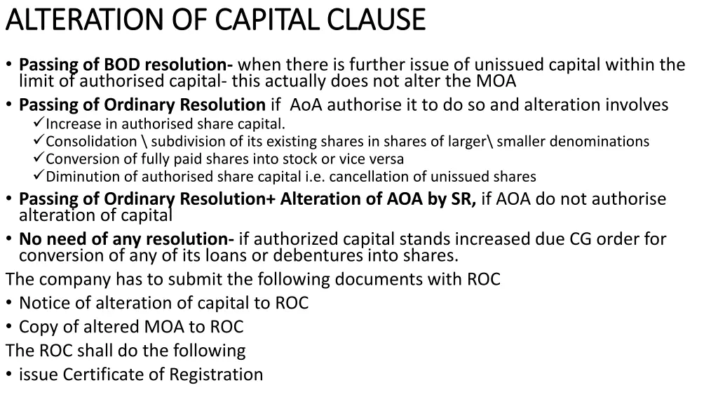 alteration of capital clause alteration