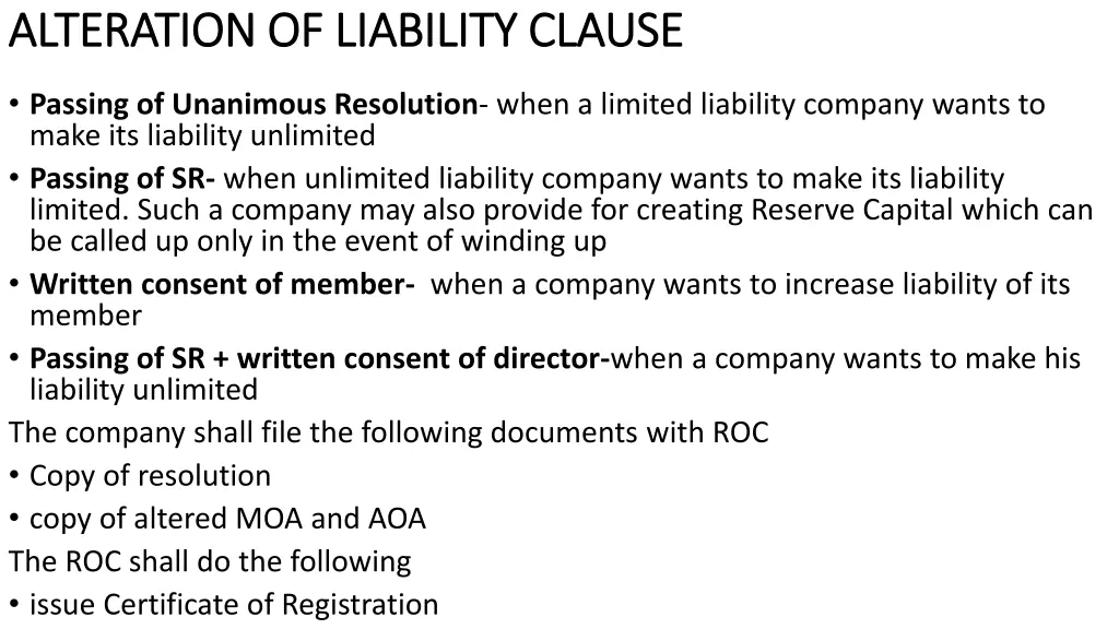 alteration of liability clause alteration