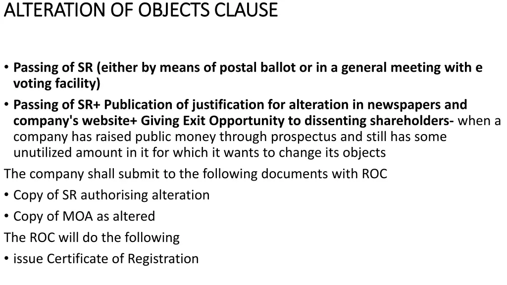 alteration of objects clause alteration