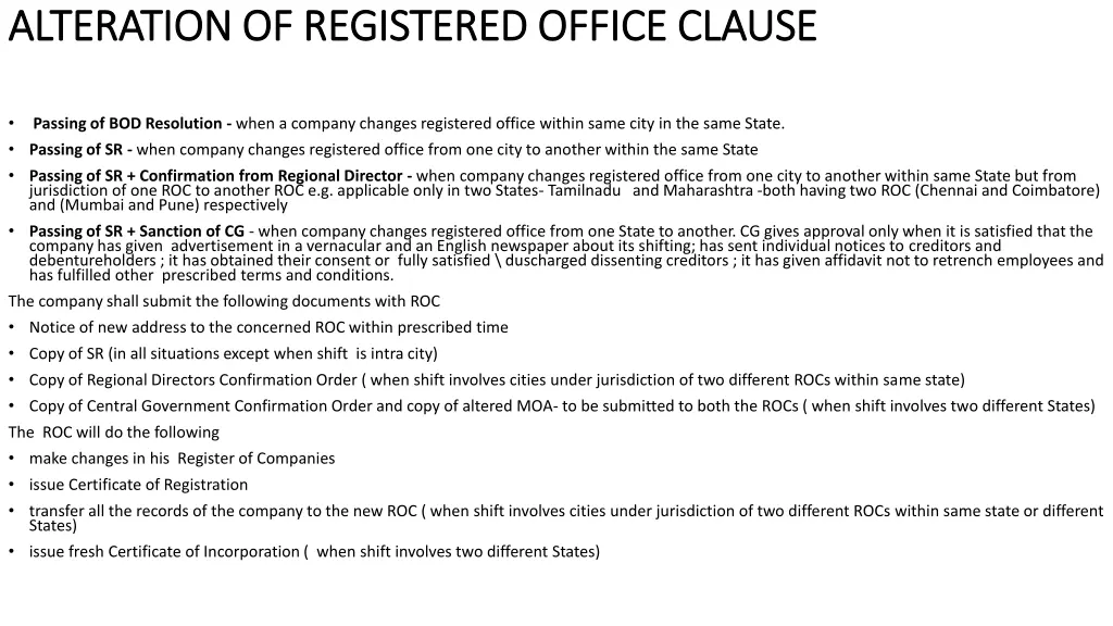 alteration of registered office clause alteration