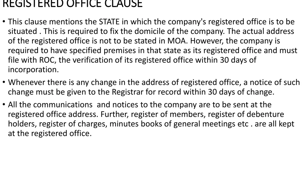 registered office clause registered office clause