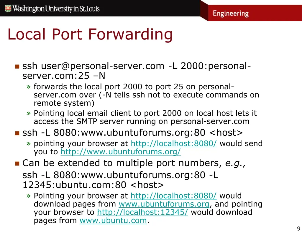 local port forwarding