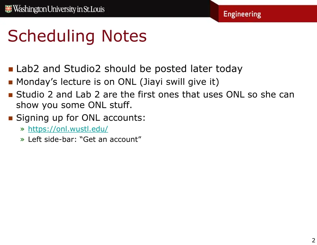 scheduling notes