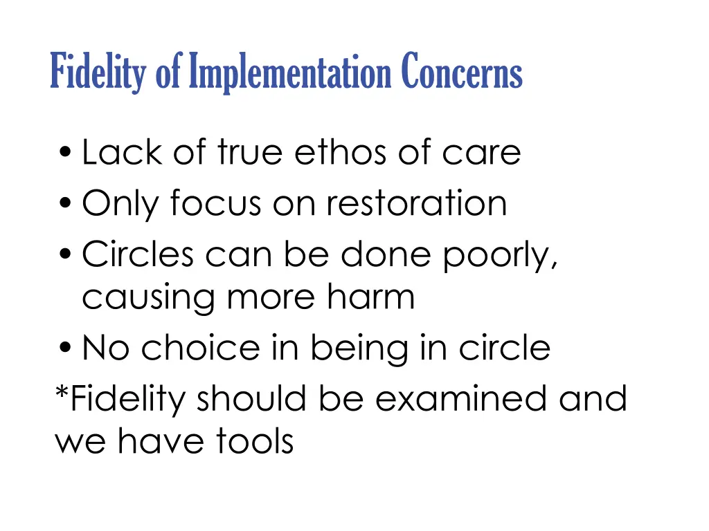 fidelity of implementation concerns