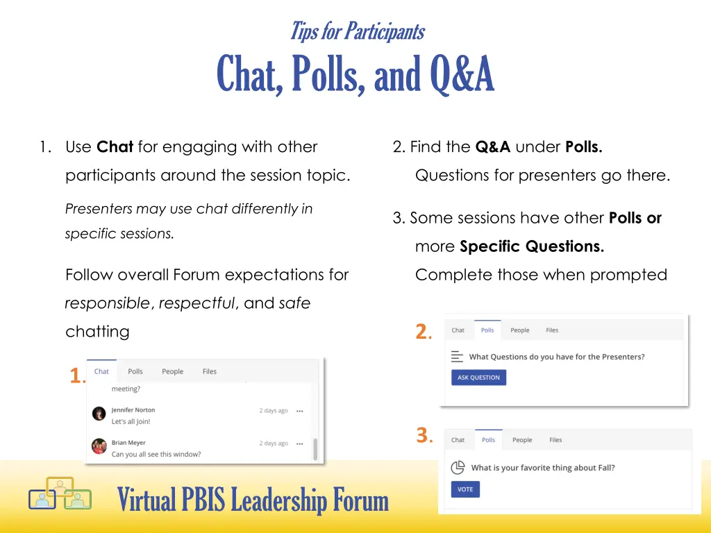 tips for participants chat polls and q a