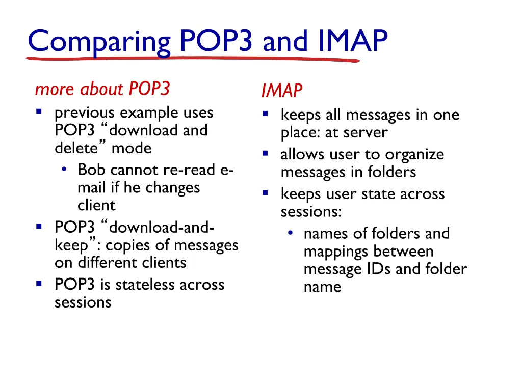 comparing pop3 and imap