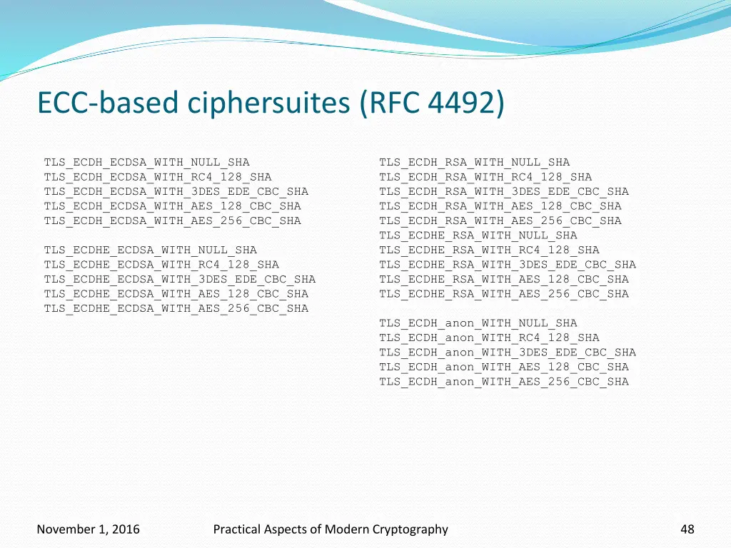 ecc based ciphersuites rfc 4492