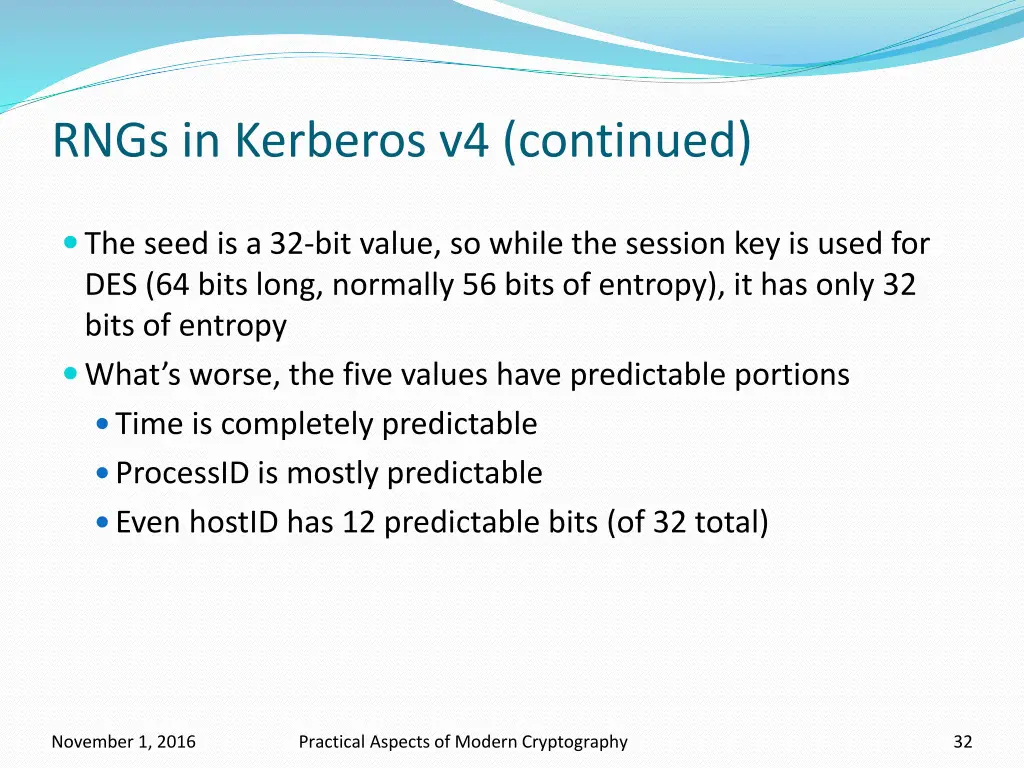 rngs in kerberos v4 continued