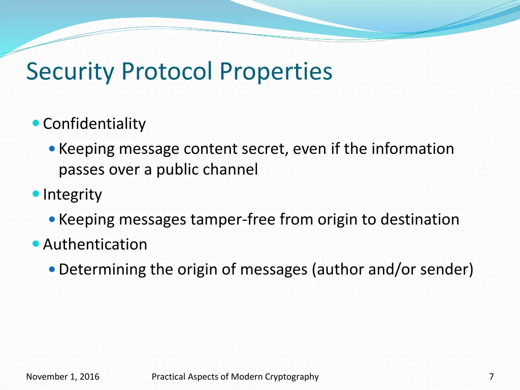 security protocol properties