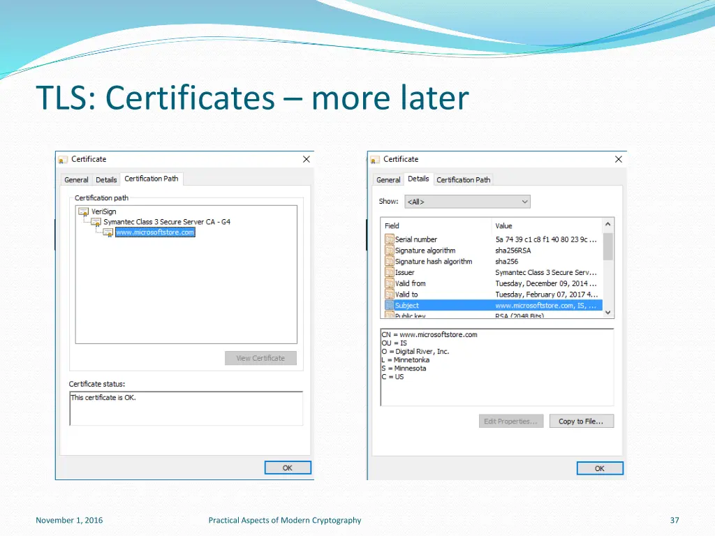 tls certificates more later