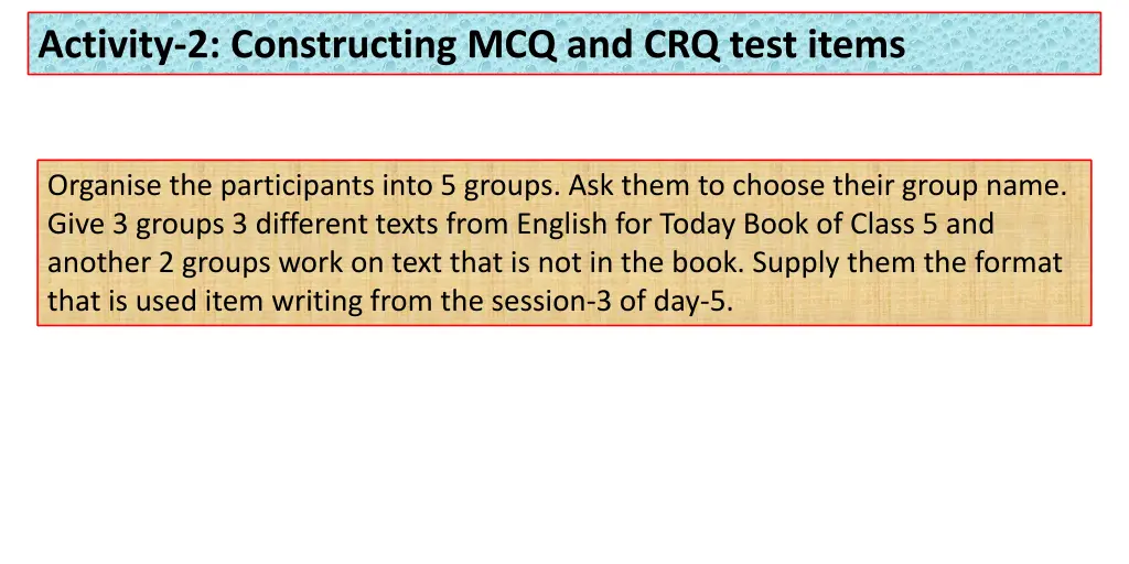 activity 2 constructing mcq and crq test items