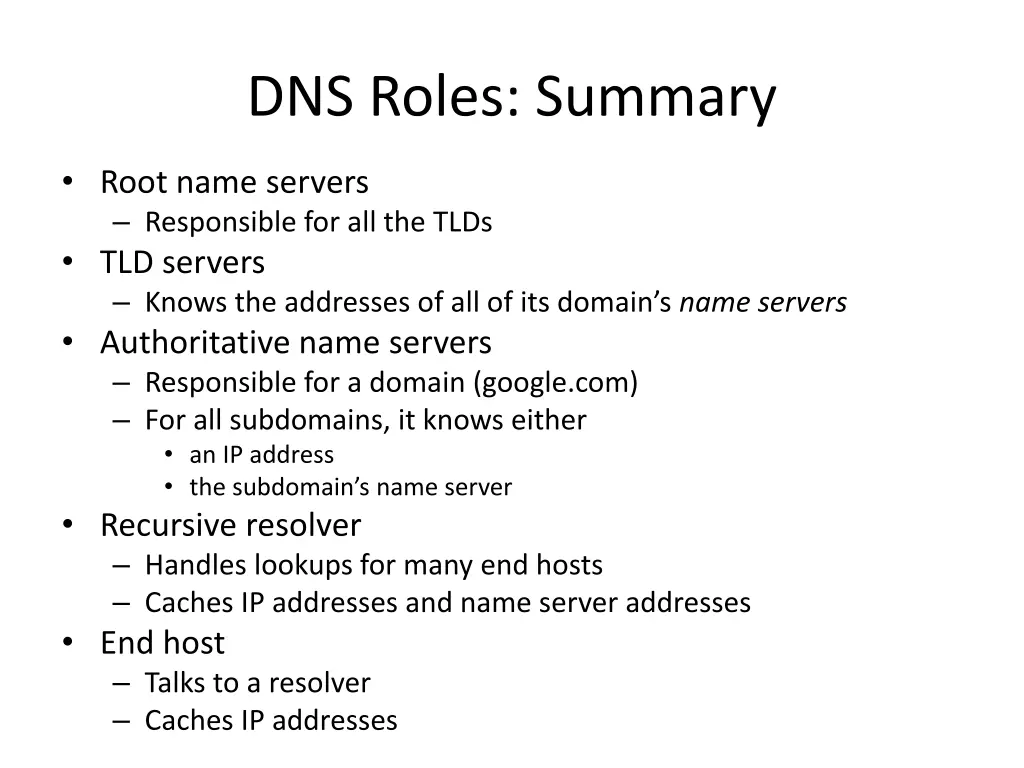 dns roles summary