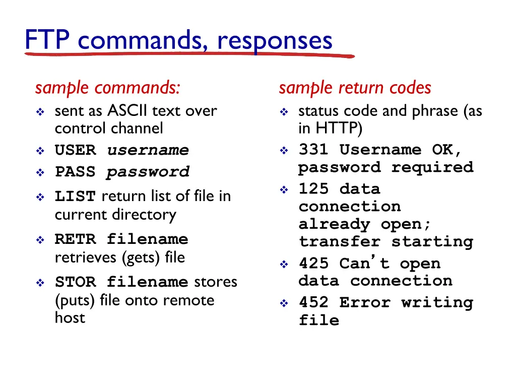 ftp commands responses